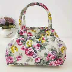 Floral Pattern Handbags Canvas Lunch Box Bag