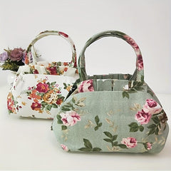 Floral Pattern Handbags Canvas Lunch Box Bag
