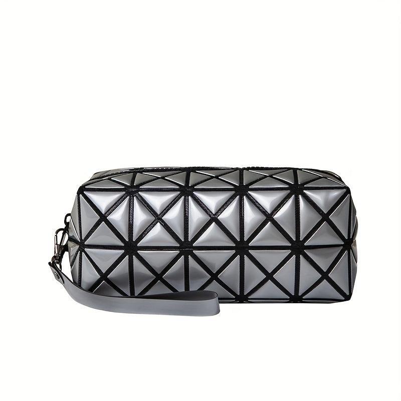 Geometric Embossed Clutch Bag Faux Leather Wristlet Lightweight