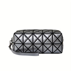 Geometric Embossed Clutch Bag Faux Leather Wristlet Lightweight