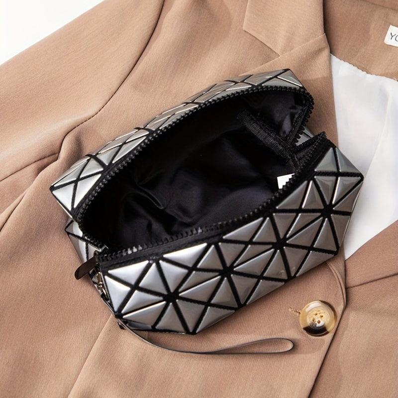 Geometric Embossed Clutch Bag Faux Leather Wristlet Lightweight