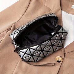 Geometric Embossed Clutch Bag Faux Leather Wristlet Lightweight