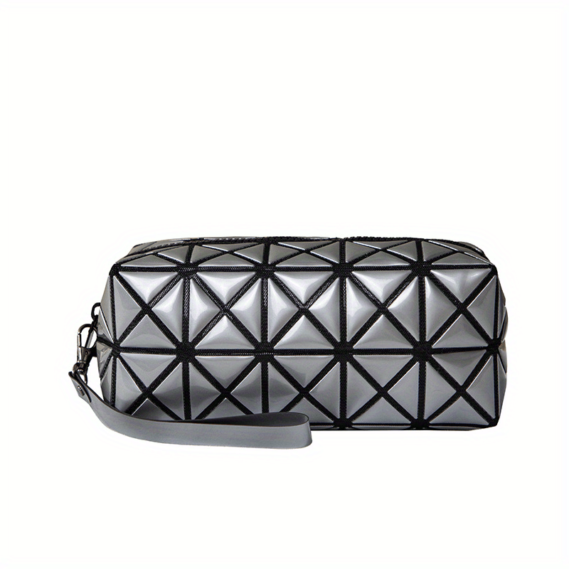 Geometric Embossed Clutch Bag Faux Leather Wristlet Lightweight