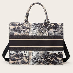Vintage Pattern Tote Bag Women's Canvas Handbag Large Capacity Briefcase