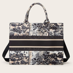 Vintage Pattern Tote Bag Women's Canvas Handbag Large Capacity Briefcase