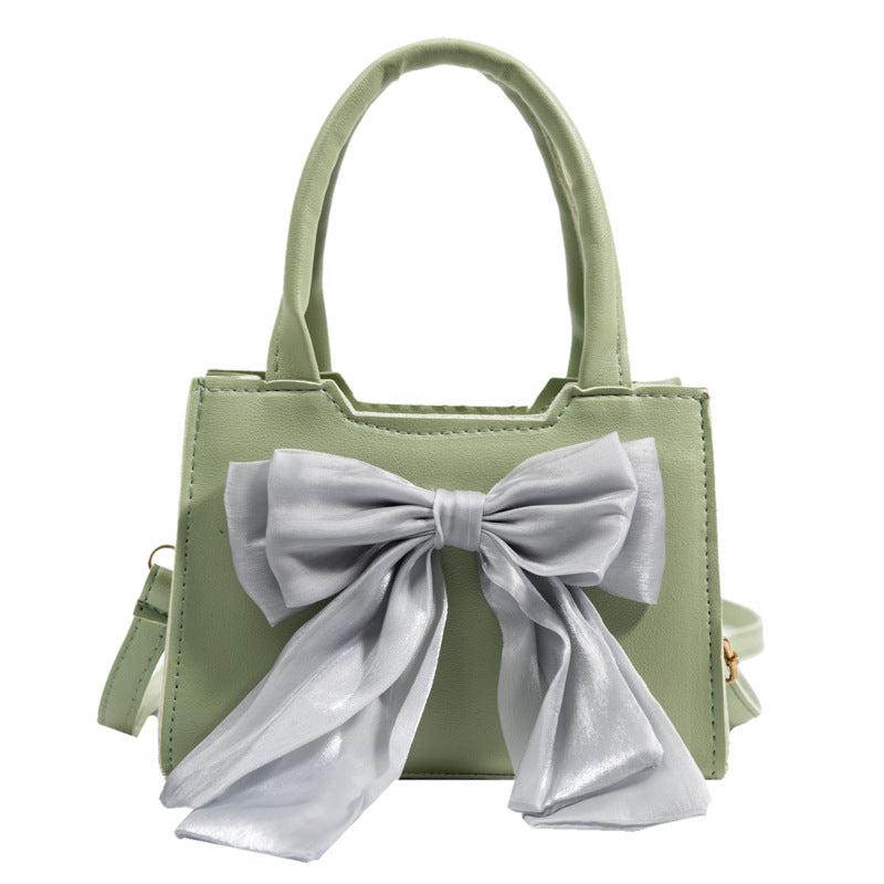 Mini Bow Satchel Crossbody Bag PU Leather Textured Bag Purse