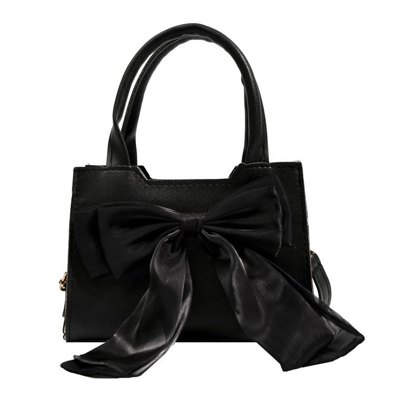 Mini Bow Satchel Crossbody Bag PU Leather Textured Bag Purse