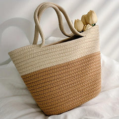 Large Capacity Patchwork Tote Bag Lightweight Shoulder Bag