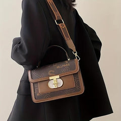Printed Buckle Flap Handbag Crossbody Bag Women's Satchel Purse
