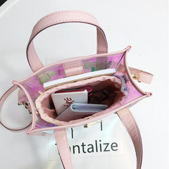 Laser Square Shoulder Bag Drawstring Handbag Crossbody Bag