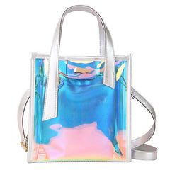 Laser Square Shoulder Bag Drawstring Handbag Crossbody Bag