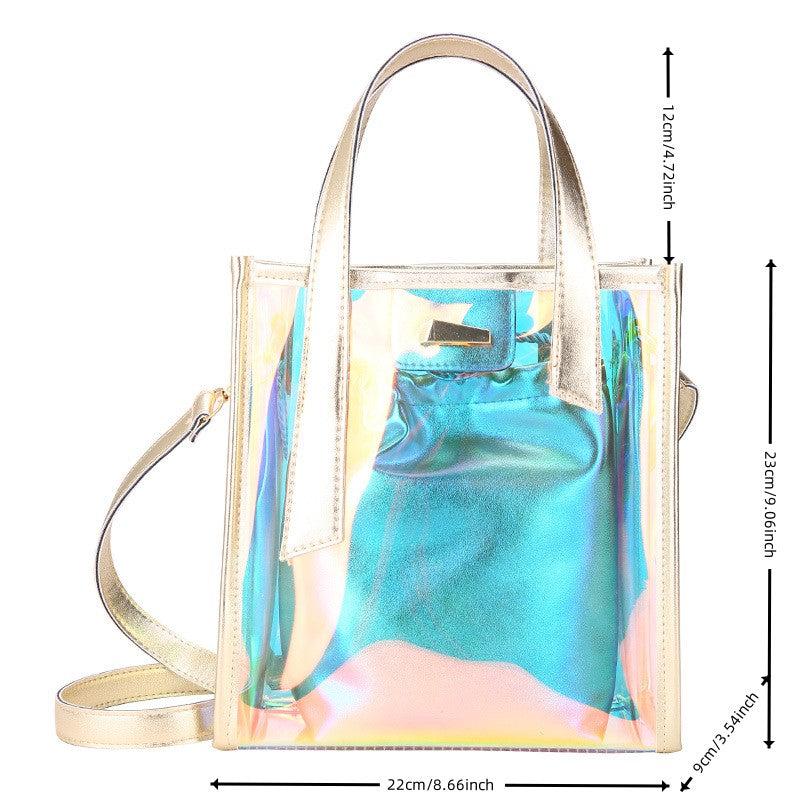 Laser Square Shoulder Bag Drawstring Handbag Crossbody Bag