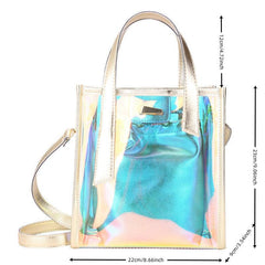 Laser Square Shoulder Bag Drawstring Handbag Crossbody Bag