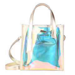 Laser Square Shoulder Bag Drawstring Handbag Crossbody Bag
