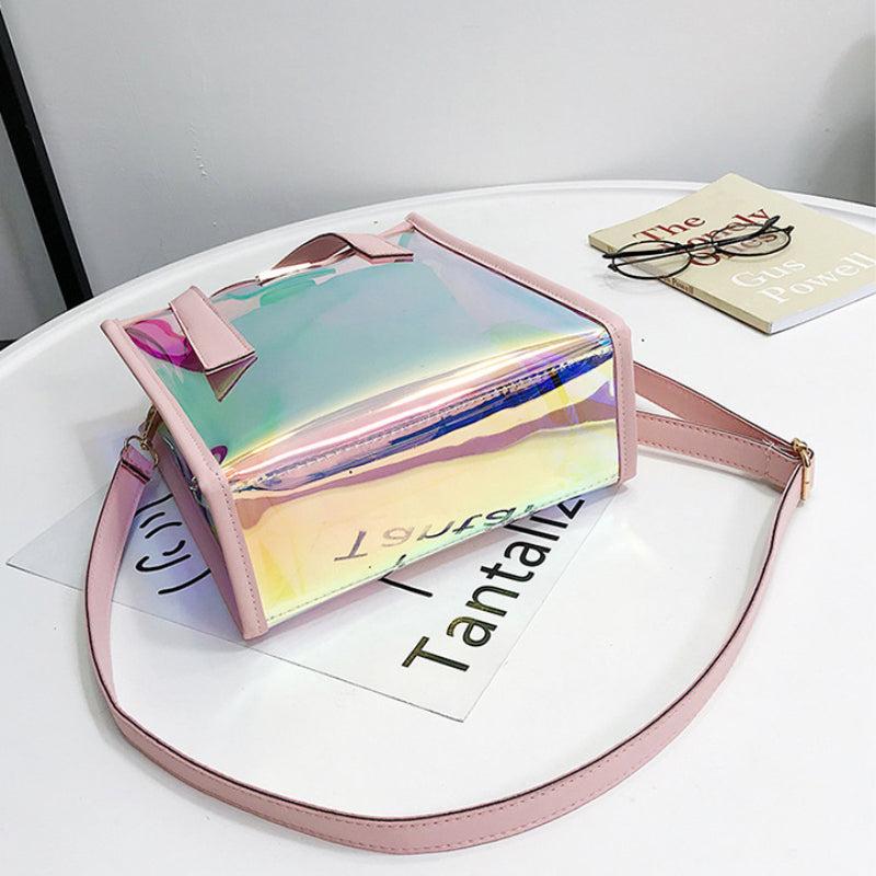 Laser Square Shoulder Bag Drawstring Handbag Crossbody Bag