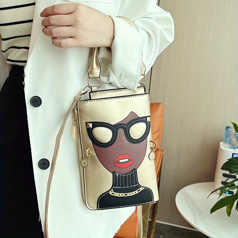 3D Glasses Ladies Handbags Mini Cartoon Crossbody Bag Square Purse