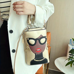 3D Glasses Ladies Handbags Mini Cartoon Crossbody Bag Square Purse