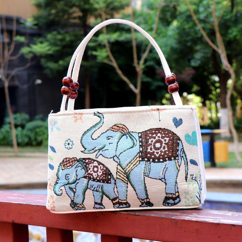 Vintage Animal Pattern Handbag Ethnic Storage Satchel Bag