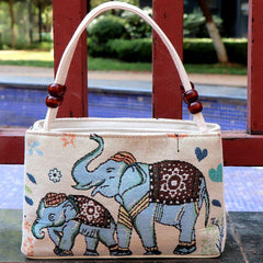 Vintage Animal Pattern Handbag Ethnic Storage Satchel Bag