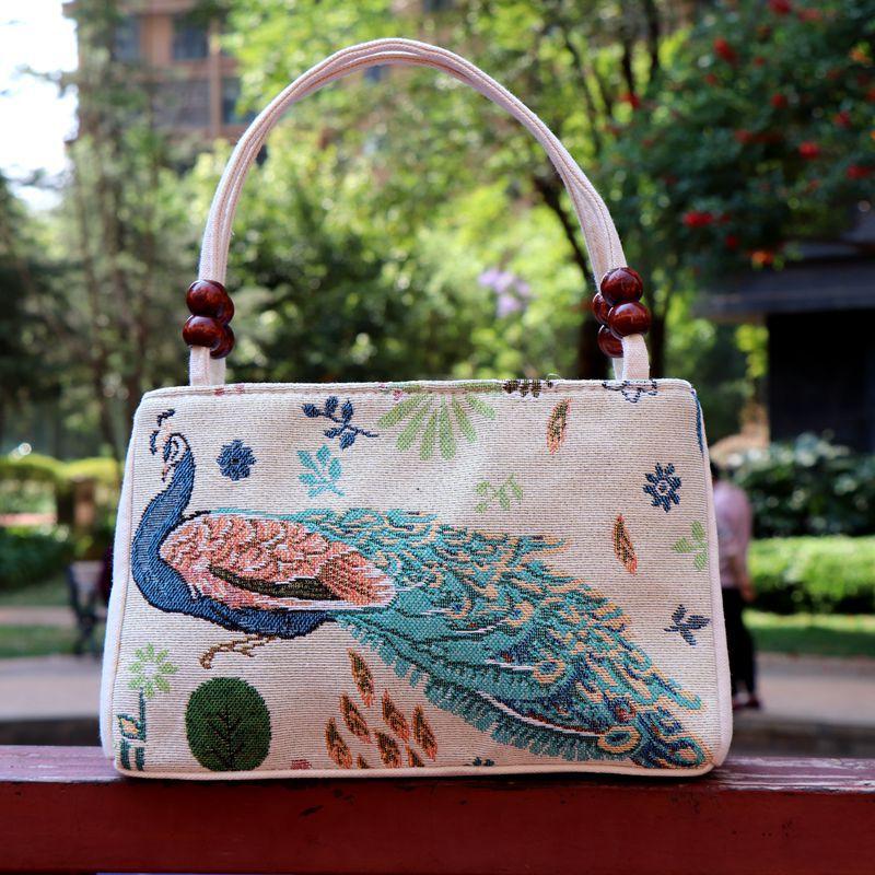 Vintage Animal Pattern Handbag Ethnic Storage Satchel Bag