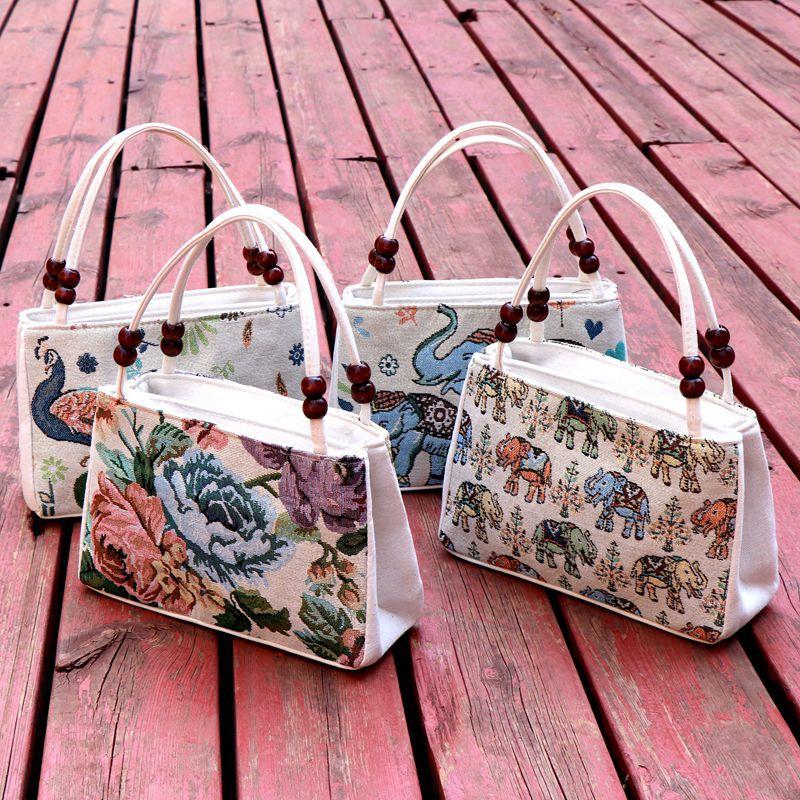 Vintage Animal Pattern Handbag Ethnic Storage Satchel Bag