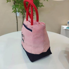 Cat Printed Striped Tote Bag Nylon Shoulder Bag