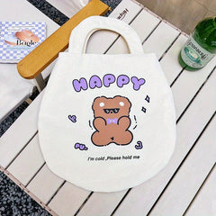 Cartoon Pattern Canvas Handbag Lightweight Storage Bag