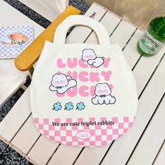 Cartoon Pattern Canvas Handbag Lightweight Storage Bag