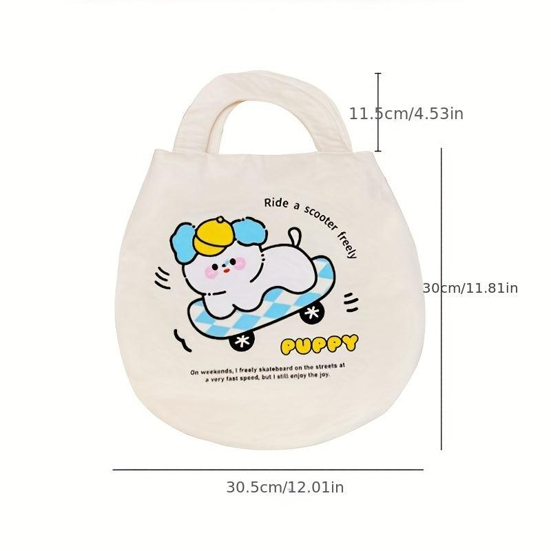 Cartoon Pattern Canvas Handbag Lightweight Storage Bag