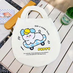 Cartoon Pattern Canvas Handbag Lightweight Storage Bag