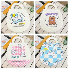 Cartoon Pattern Canvas Handbag Lightweight Storage Bag