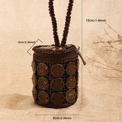 Boho Ethnic Barrel Bag Beaded Straw Satchel All Match Travel Handbag