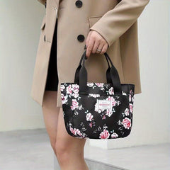 Flower Print Handbag Satchel Bag for Women's Work