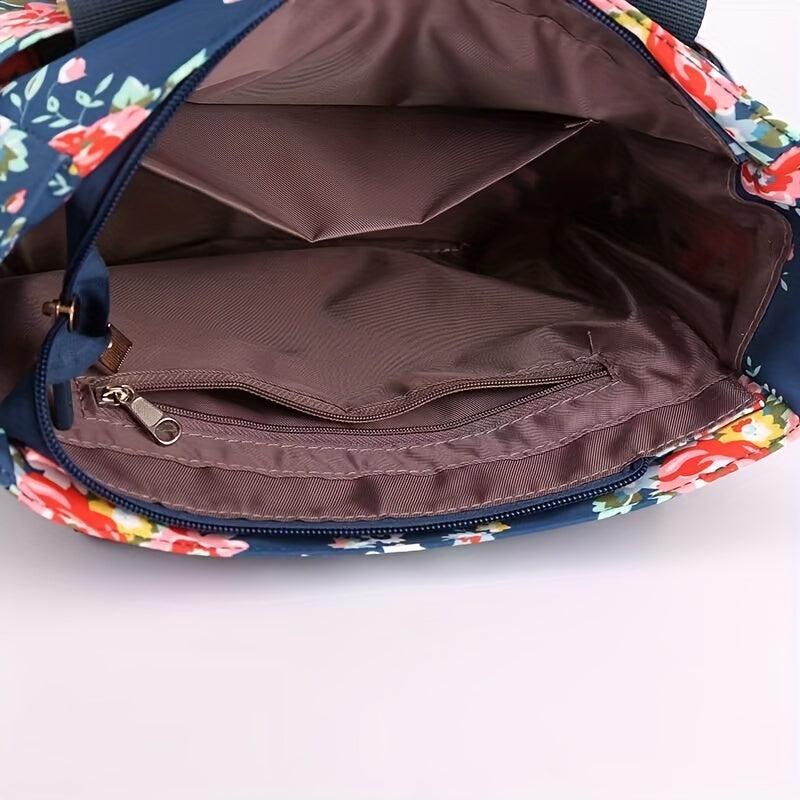 Flower Print Handbag Satchel Bag for Women's Work