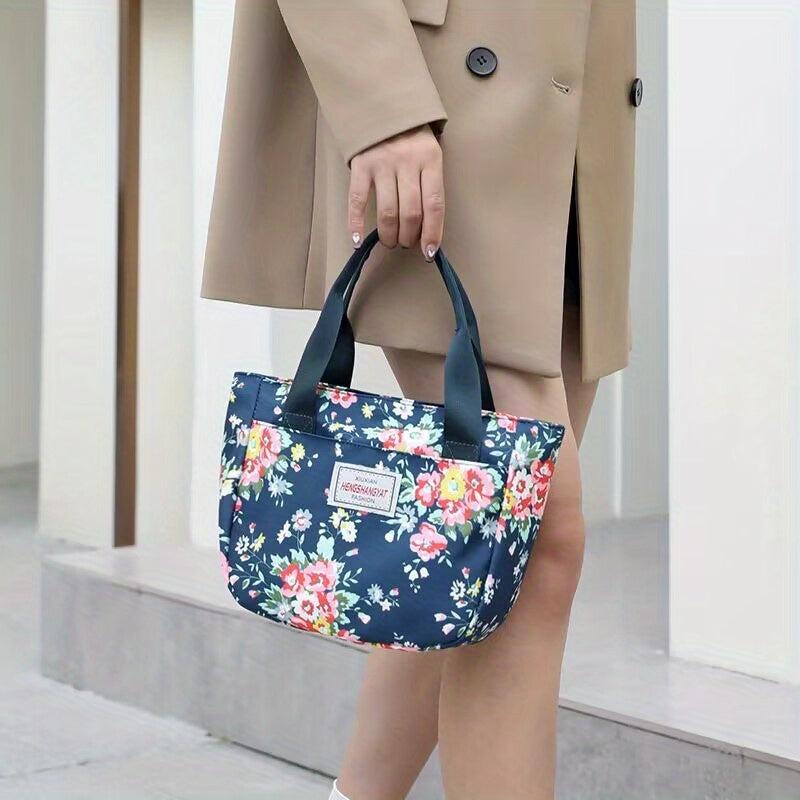 Flower Print Handbag Satchel Bag for Women's Work