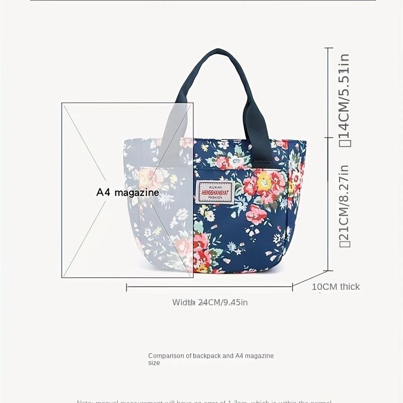 Flower Print Handbag Satchel Bag for Women's Work