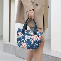 Flower Print Handbag Satchel Bag for Women's Work
