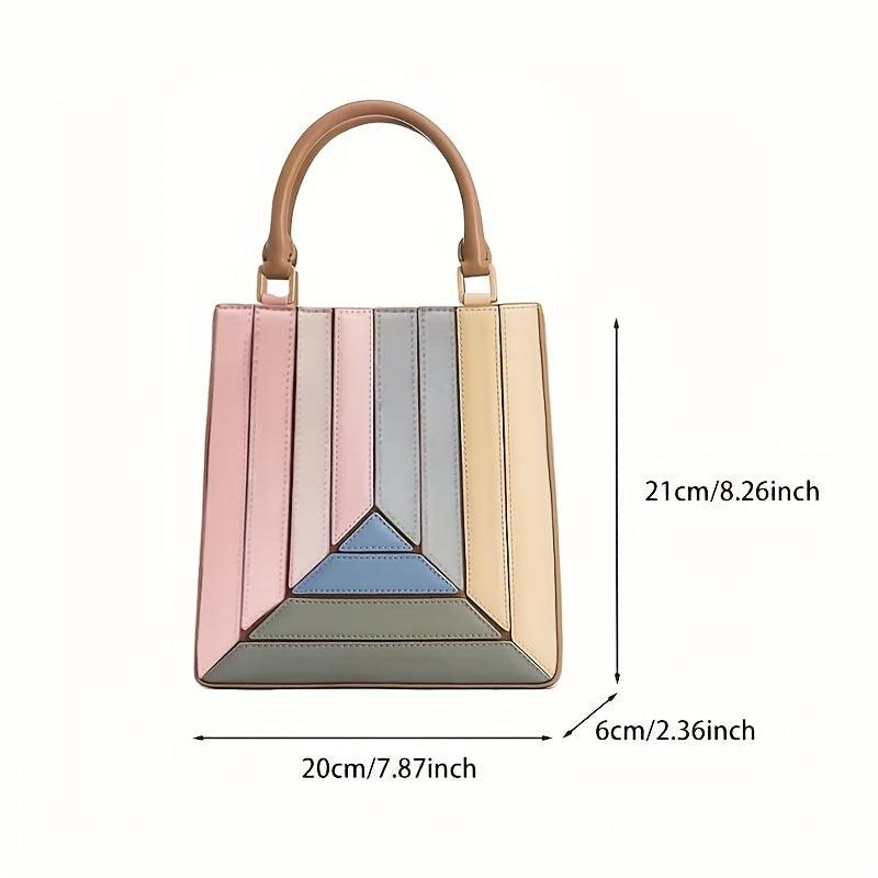 Top Handle Block Crossbody Bag PU Leather Textured Bag Purse