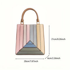 Top Handle Block Crossbody Bag PU Leather Textured Bag Purse