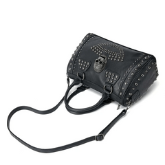Gothic Skull & Rivets Decor Handbag Punk Zipper Storage Bag