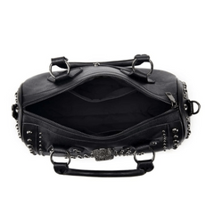 Gothic Skull & Rivets Decor Handbag Punk Zipper Storage Bag