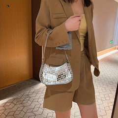 Glossy Crossbody Top Handle Bag PU Leather Textured Bag
