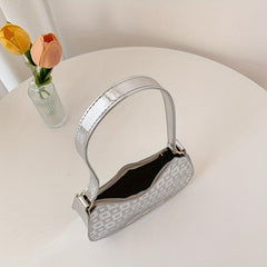 Glossy Crossbody Top Handle Bag PU Leather Textured Bag