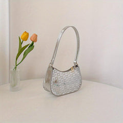 Glossy Crossbody Top Handle Bag PU Leather Textured Bag
