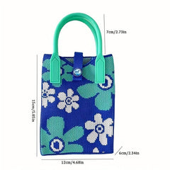 Mini Top Handle Satchel Cell Phone Woven Handbag Fabric Crochet