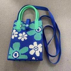 Mini Top Handle Satchel Cell Phone Woven Handbag Fabric Crochet