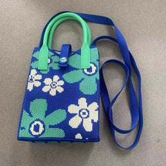 Mini Top Handle Satchel Cell Phone Woven Handbag Fabric Crochet