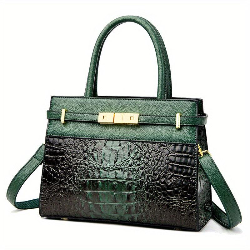 Crocodile Embossed Tote Satchel Bag Classic Handbag For Work