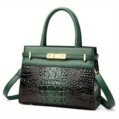 Crocodile Embossed Tote Satchel Bag Classic Handbag For Work