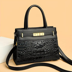 Crocodile Embossed Tote Satchel Bag Classic Handbag For Work